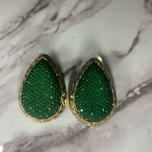 Green and gold earrings